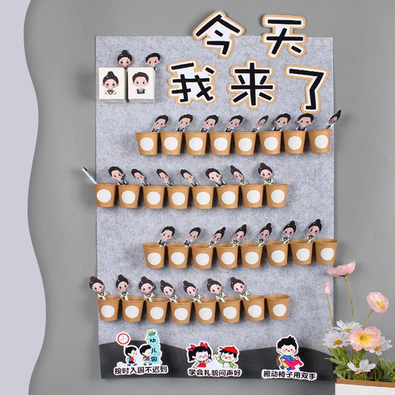 签到墙幼儿园环创材料区角进区喝水区域牌装饰教室主题墙面布置