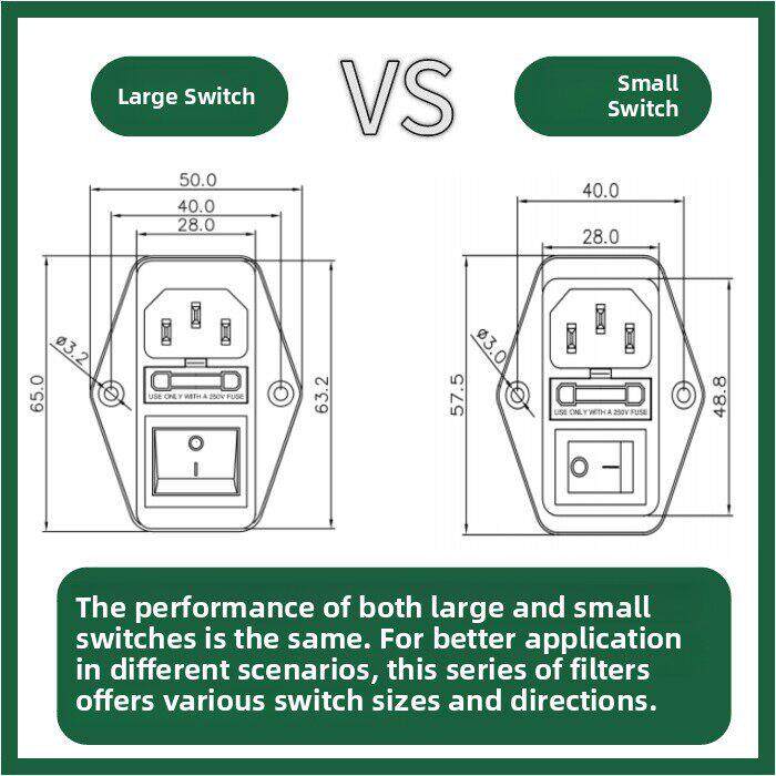 IEC机箱电源滤波器220V抗干扰净化器EMI插座带灯开关单保险三合一