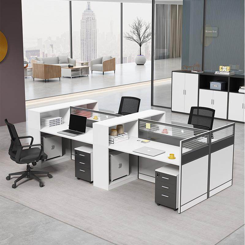 直销新款简约职员办公桌双人员工桌子四人位办公桌椅组合办公室工