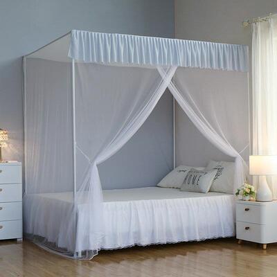 蚊帐家用2025新款高端加密支架单人床老式纹帐拆洗单开 门落地蚊