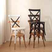 美式 复古实木椅藤编婚背餐桌叉椅酒店餐厅餐椅家用靠C005背椅礼宴