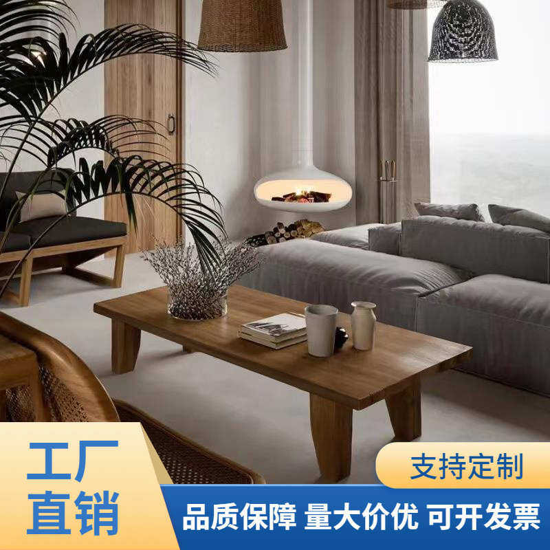 侘寂风复古做旧实木茶几极简客厅原木茶桌乡村民宿设计师木质茶台