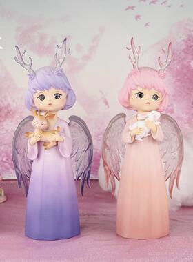鹿鸣游歌女孩家居摆件树趣BB2600系脂工艺品少女办公装饰摆设品礼