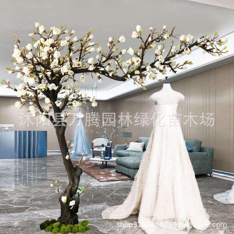 仿真玉兰花树仿真假花树大型落地花艺实木人造假植物树开店装饰