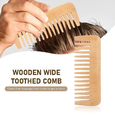 Bamboo Wide Tooth Comb Hair Brushes Anti-Static Curly Hair
