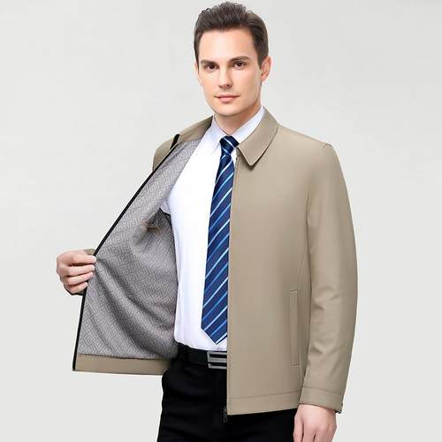 春务秋新爸款品牌夹克外TAH套男档高商休闲中老年领导大码爸装潮