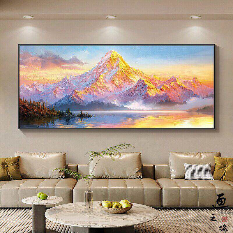 抽象风景挂画客厅沙发背景墙装饰画背靠金山现代简约高档山水挂画