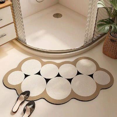 Fan Shape Toilet Bathroom Rug Shower Mat Anti-slip Diatom