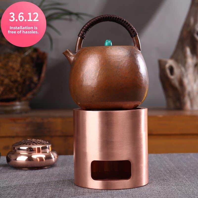 纯紫铜迷你炭炉功夫茶围炉煮茶炭火炉烤茶紫铜火盆室内小号便携式