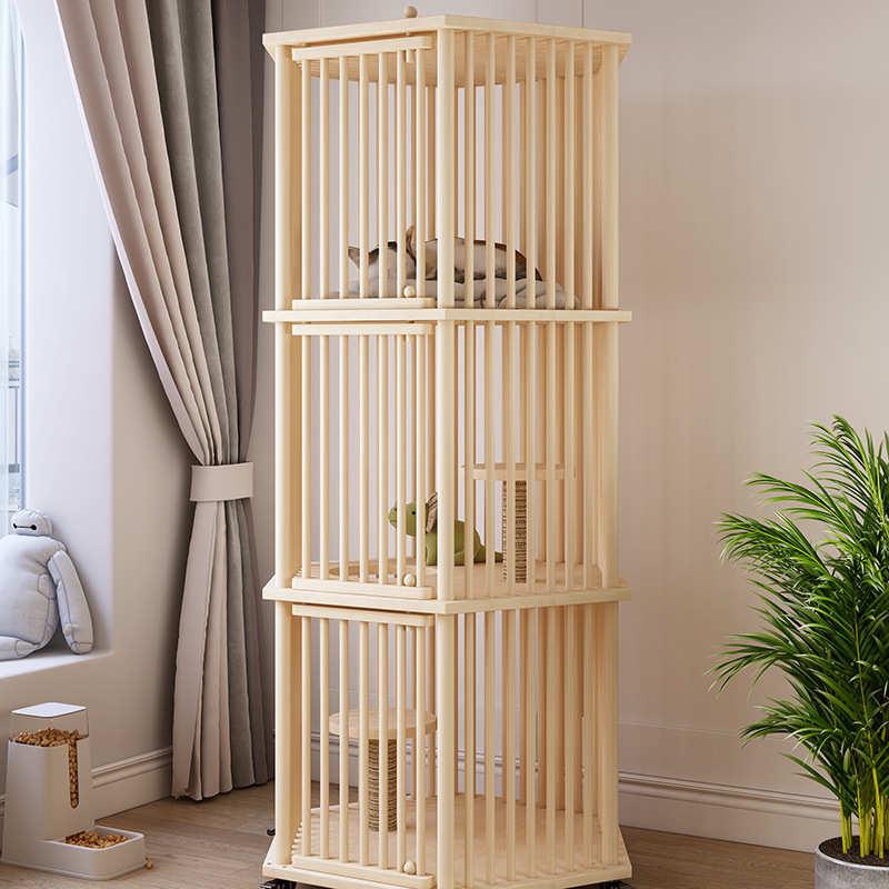 实木六角猫笼通风透气猫别墅猫房子猫舍猫窝三层超大空间