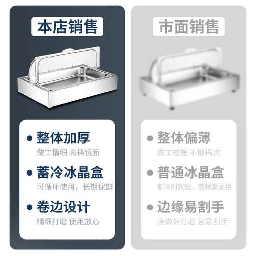不锈钢保鲜展示台寿司蛋糕保冷盆酒店自助餐水果点心盆海鲜冰鲜台
