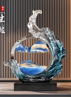 风生水起流沙画摆件客厅电视柜酒柜装饰品办公室搬家乔迁新居礼物