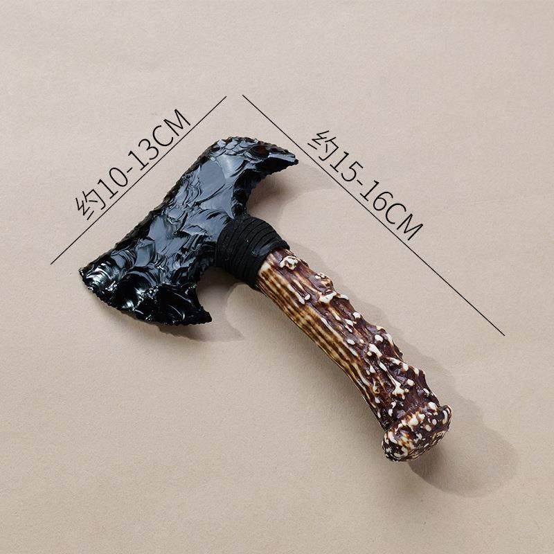 2026黑曜石斧头雕刻件水晶原石雕刻斧头摆件家居装饰猫眼石水晶工