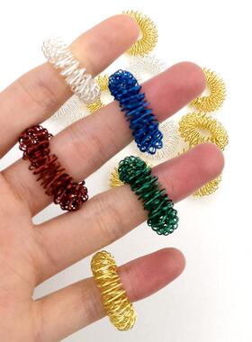 亚马逊爆款解压按摩指环手指按摩环 迷你指尖弹簧按摩器减压玩具