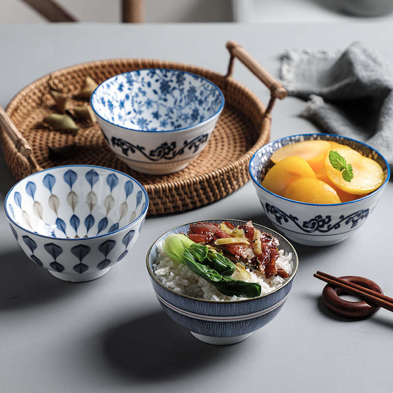 饭碗家用陶瓷吃饭碗面碗五寸日式创意个性网红小碗组合餐具10个装