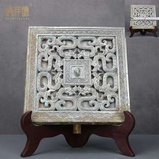 汉唐铜镜黑漆古青铜高锡圆形白银光海兽复古铜镜家居摆件鉴赏收藏