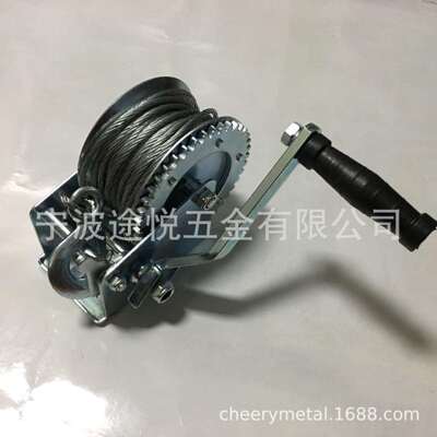 厂家供应1200LBS手摇绞车 手动绞盘 带10米钢丝绳 拖车绞盘