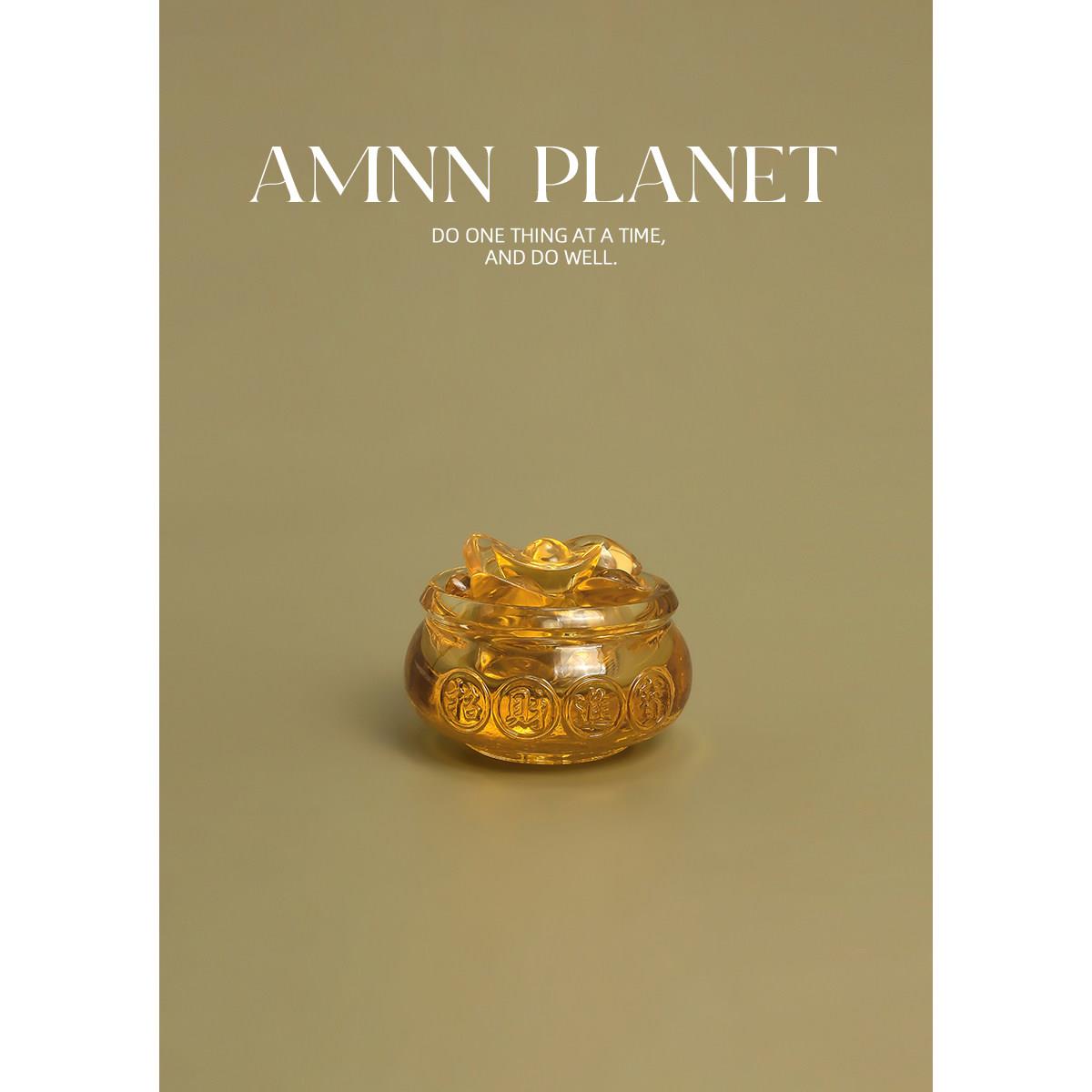 AMNN 黄水晶聚宝盆摆件家俱客厅装饰品招财进宝摆设开 业乔迁礼品