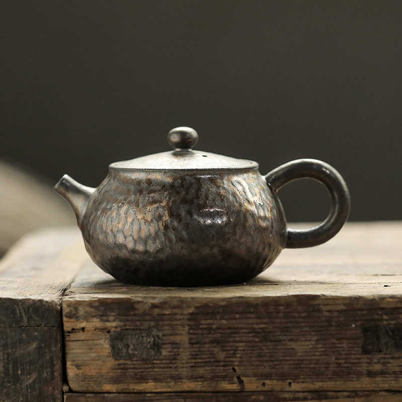 鎏金粗陶泡茶壶大号日式家用复古手把球孔过滤陶瓷功夫茶具单壶,餐饮具,茶壶,淘宝优惠券,粉丝福利购,淘宝优惠卷