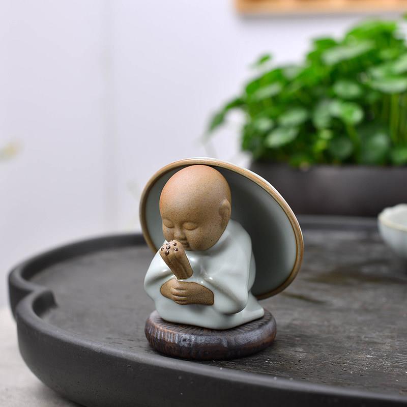汝窑茶宠摆件 天青色陶瓷茶玩 可养茶盘茶具 美到家手工茶宠 开片
