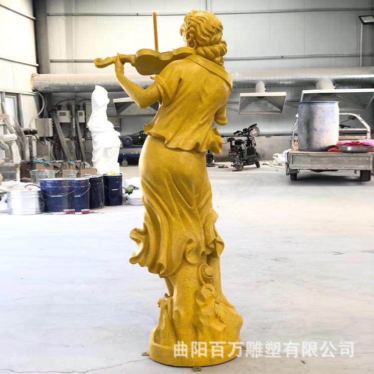 玻璃钢仿石材西方人物雕塑 西方美女拉小提琴雕塑现货