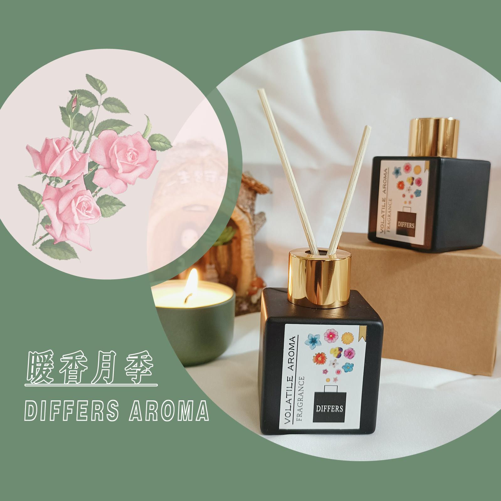 月季花香味液体藤条香薰香氛摆件车载香薰家用持久植物清香除异味