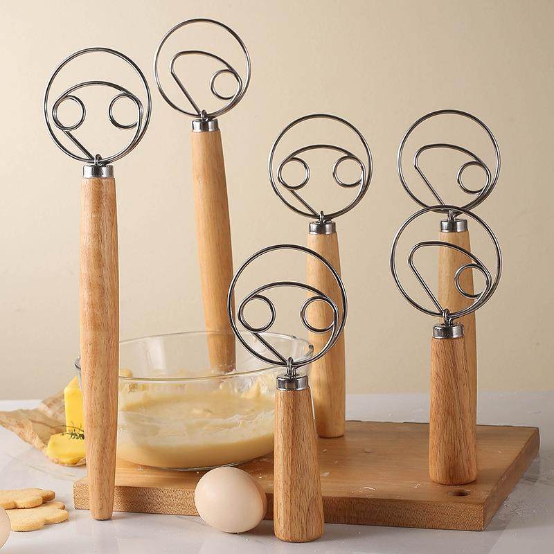 橡木手柄搅拌器两件套 面粉线圈粉团捣拌 丹麦橡木手柄打蛋器