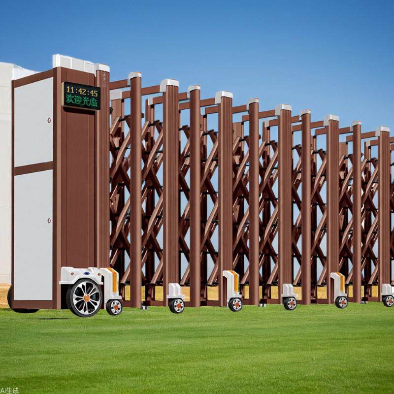 伸缩门电动大门学校铝艺别墅自动折叠平移门铝合金工厂推拉收缩门