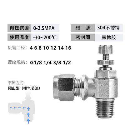 304不锈钢卡套节流阀SL-单向式可调速阀限流快拧接气管气动调速阀