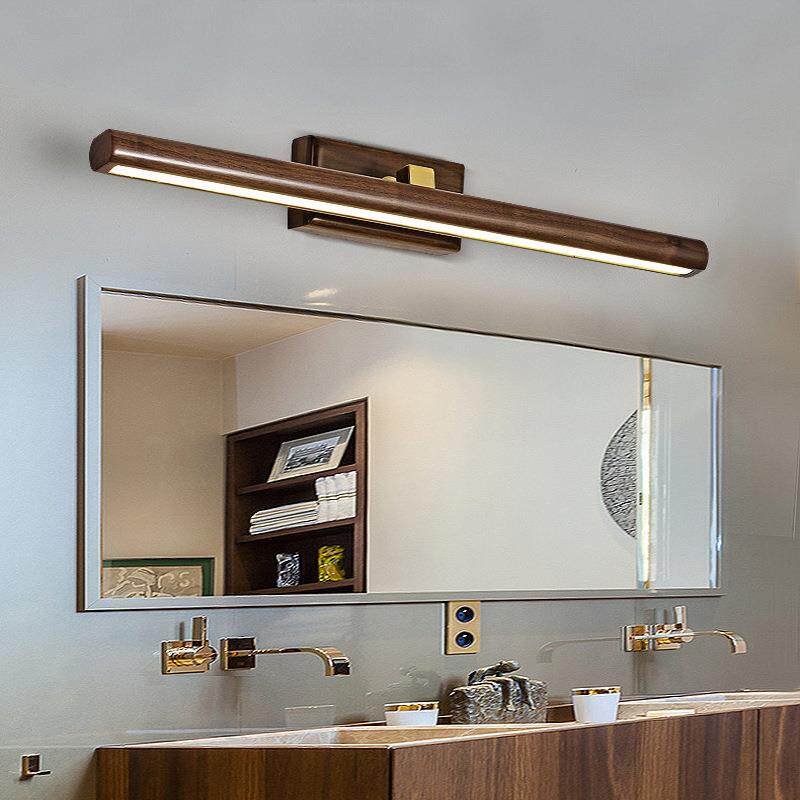 新中式壁灯镜前灯黑胡桃实木中国风屏幕灯led长条梳妆台镜柜灯136