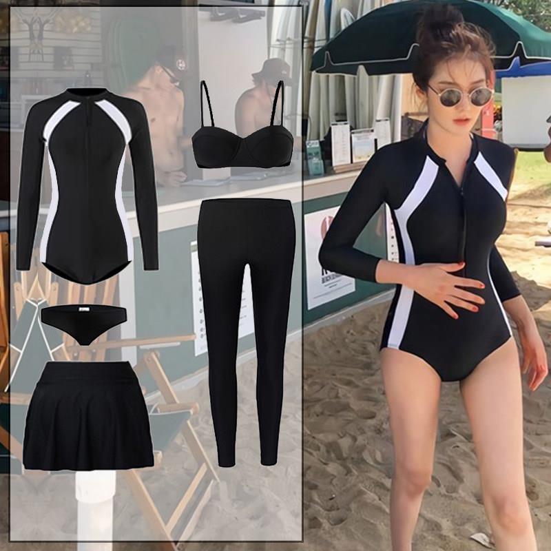 潜水服女长袖泳衣保守保暖显瘦冲浪连身裙式防晒游泳衣泳装水母服