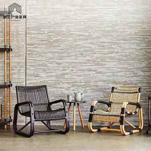 阳台家用藤编沙发椅靠背椅民宿单人休闲老人藤椅防水防晒躺椅