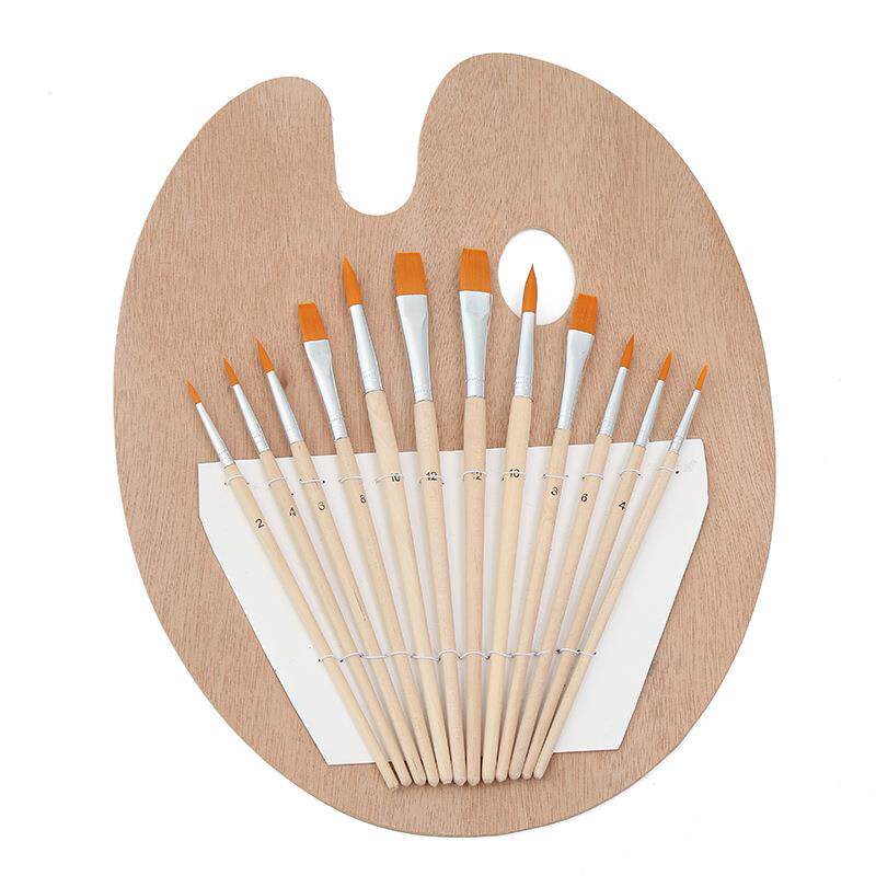 木制调色盘学生椭圆形油画套装绘画颜料调色板填色调色纸