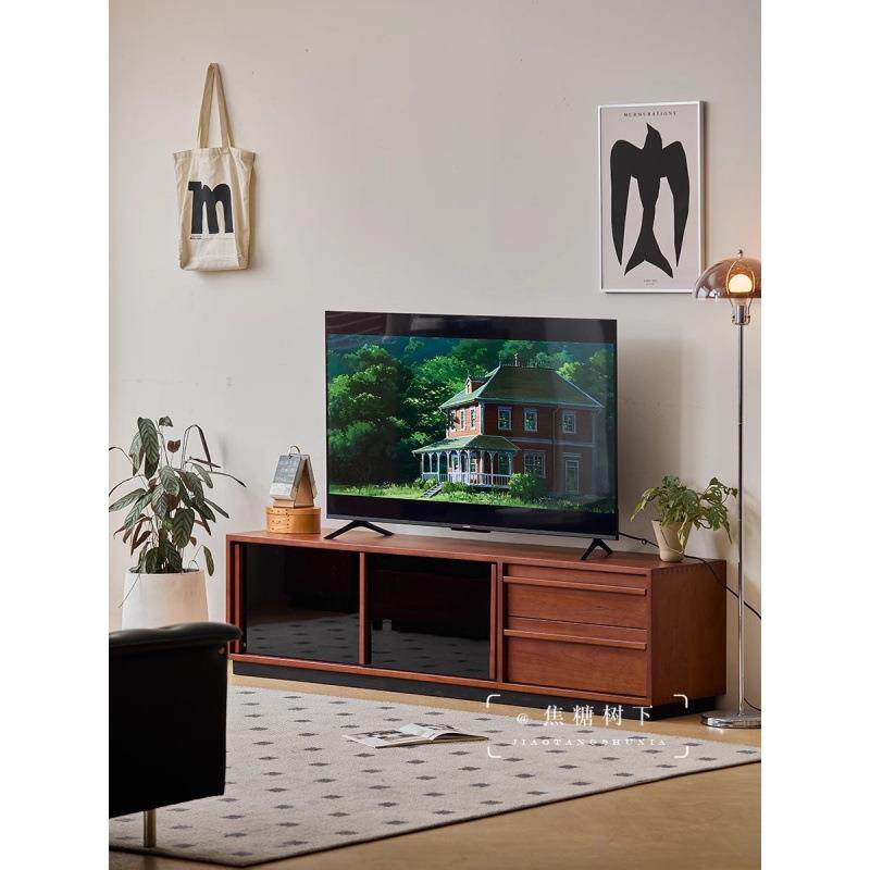 复古实木时光电视柜中古小户型家用客厅收纳储物柜网红落地视听柜