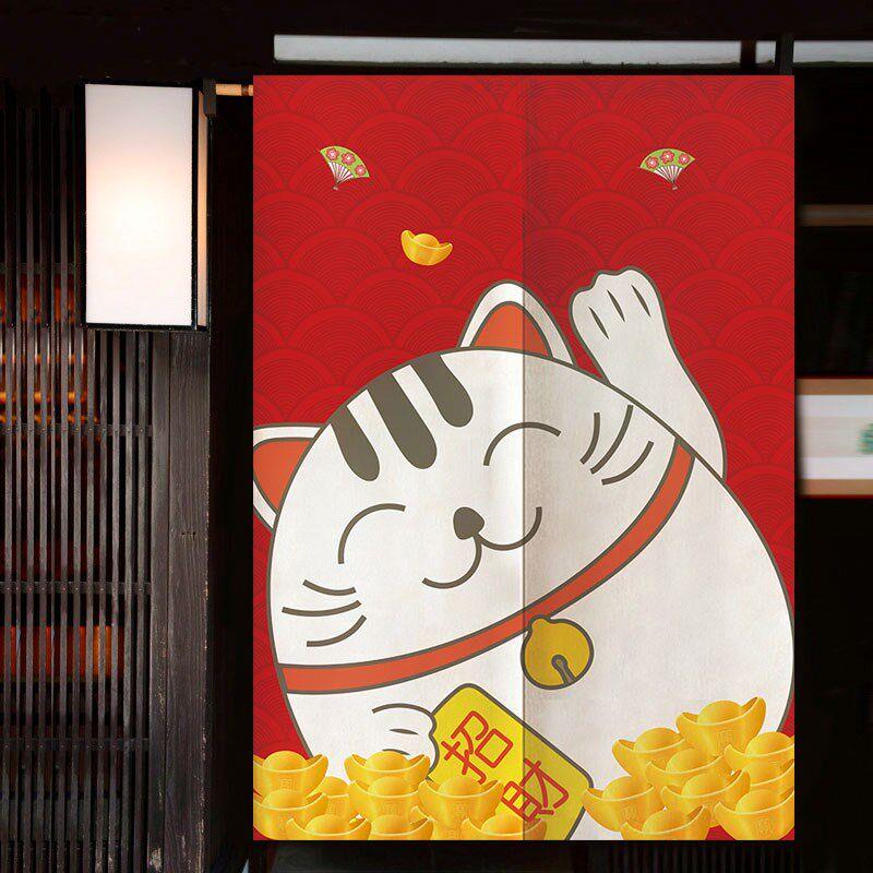 日式招财猫门帘布艺挡风帘厕所卫生间隔断布帘卧室遮挡门帘风水帘