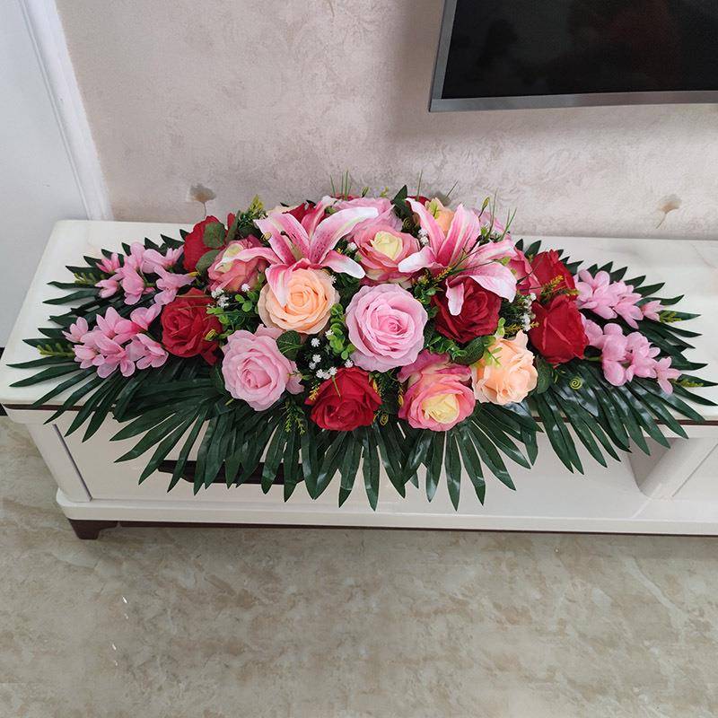 会议桌花讲摆花装饰花办公料F96S55MT室摆件塑花卉演台花长花形假
