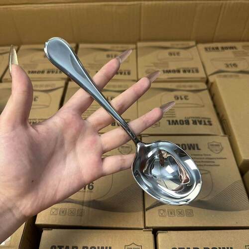 颜一好物 18-10不锈钢大号高端大容量西餐勺深口公用勺嗦粉勺汤壳