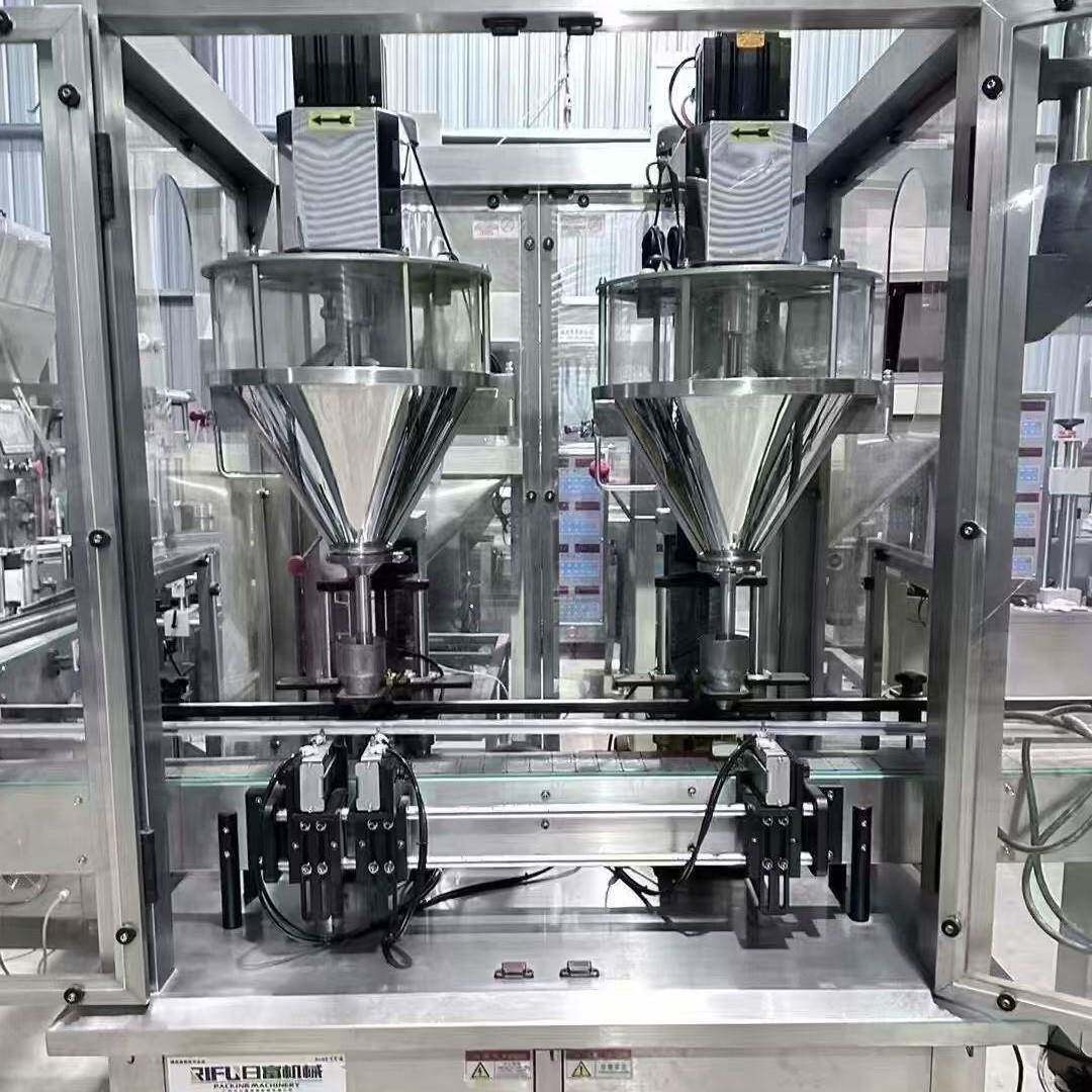 出售瓶装双头粉剂灌装机全自动瓶装鸡精蛋白粉调味品灌装机