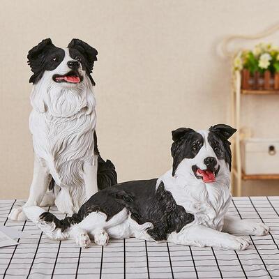 仿真边牧摆件树脂柯利犬模型仿真狗摆件苏格兰边境牧羊犬动物雕塑