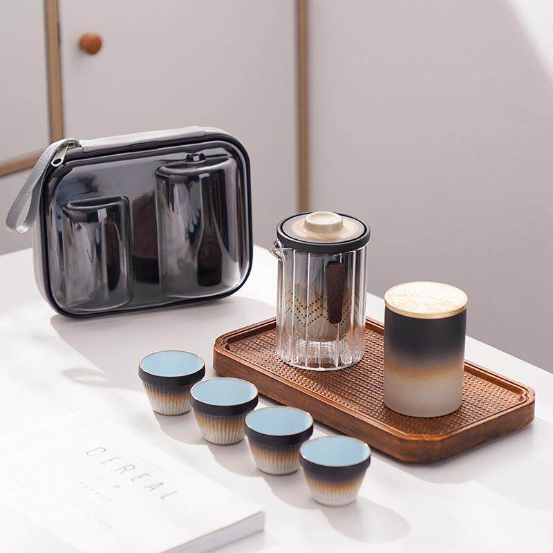 便携式旅行茶具套装简易功夫泡茶杯户外包随身单人快客杯一壶四杯