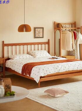 实木床温莎床樱桃木1.5米1.8米日式简约单人床北欧复古主卧双人