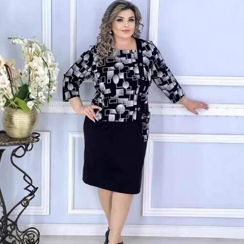 Dress set, women's top, plus size