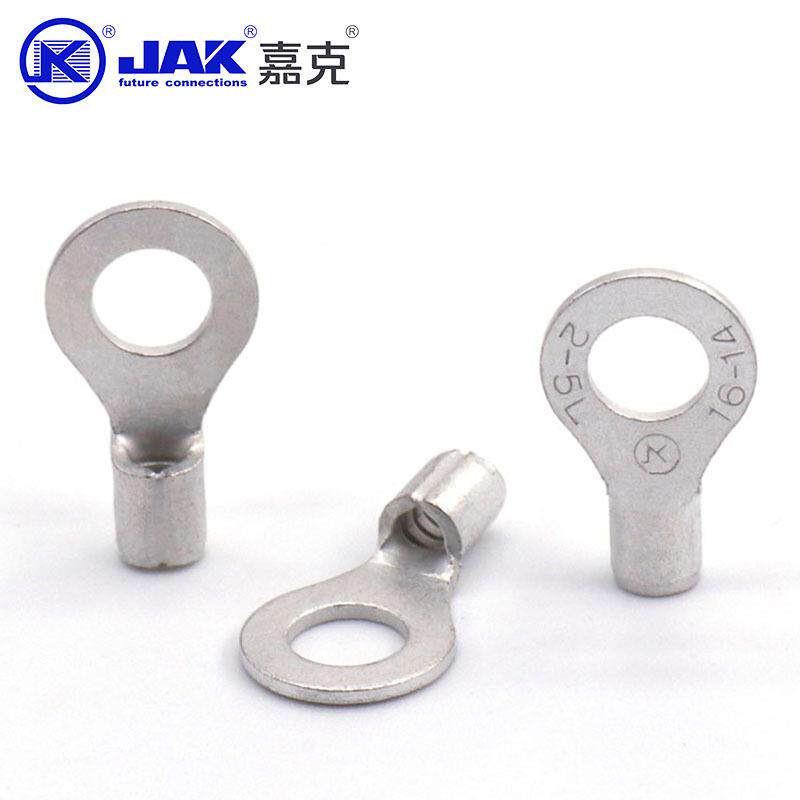 RNB2-5L紫铜焊缝圆型裸端头 M5螺丝孔圆形冷压接线端子铜鼻子接头