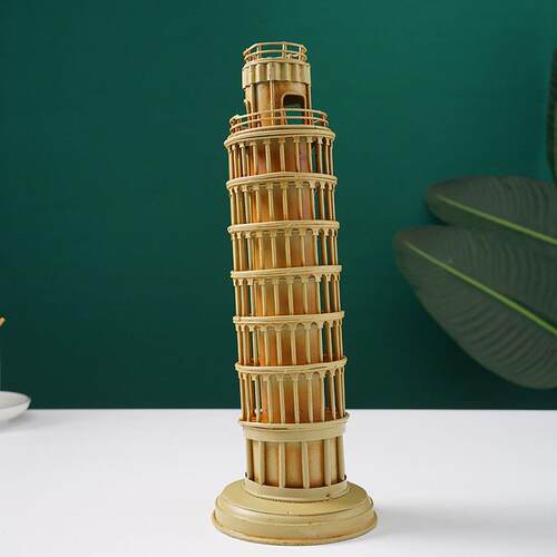 比萨斜塔模型复古工业风摆件放在酒柜上的装饰品小众店铺摆设物件