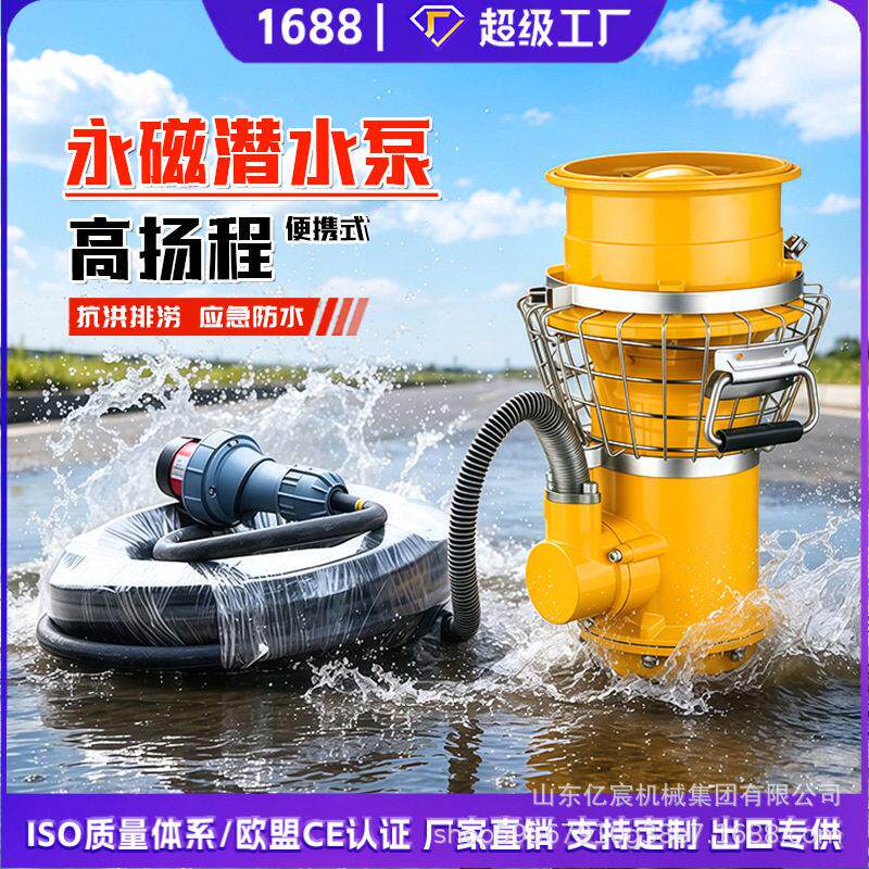 便携式永磁防汛泵应急排水抢险排涝抗旱远程救援潜水泵移动抽水器