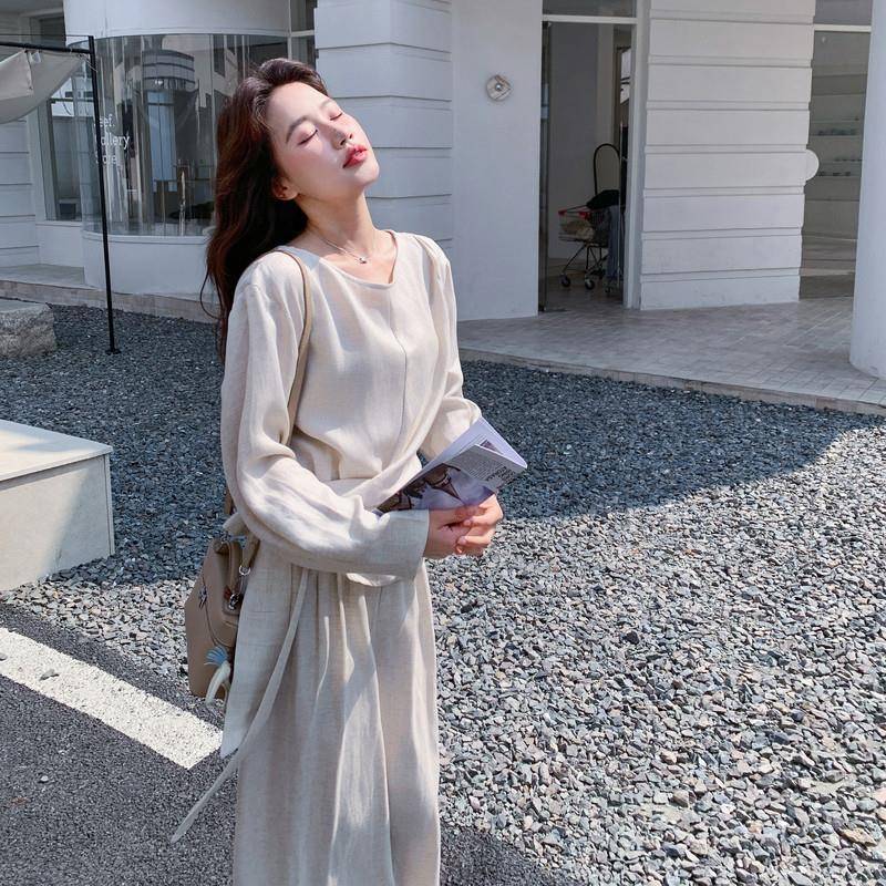新款棉麻套装小个子春款独特绝美套装女设计感两件套上衣时尚宽松图片