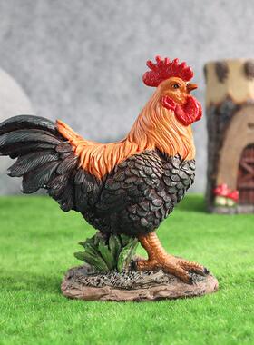 公鸡母鸡雕像摆件农场彷真庭院草坪花园景观装饰品树脂工艺品