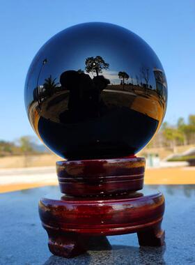 精品黑色水晶球黑曜石风水球客厅玄关卧室办公室书桌乔迁镇宅摆件