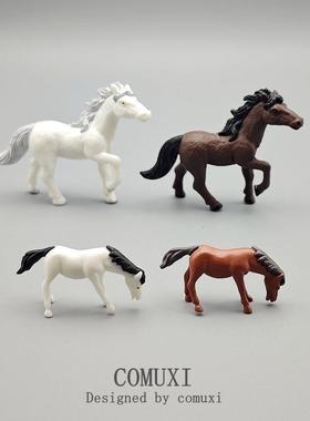 仿真动物模型白色小马骏马PVC手办玩偶 微景观摆件桌面微缩小礼物