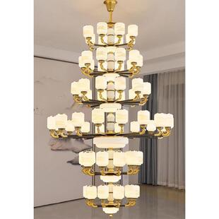 复楼大吊灯式 楼中楼挑高主跃层中空大厅 别墅空客389厅挑灯新中式